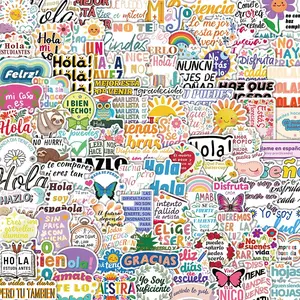 Spanish Motivational Slogan Sticker, 100pcs/set Creative Self Adhesive Decorative Sticker, DIY Decals for Water Bottle, Laptop, Phone Case, Cellphone