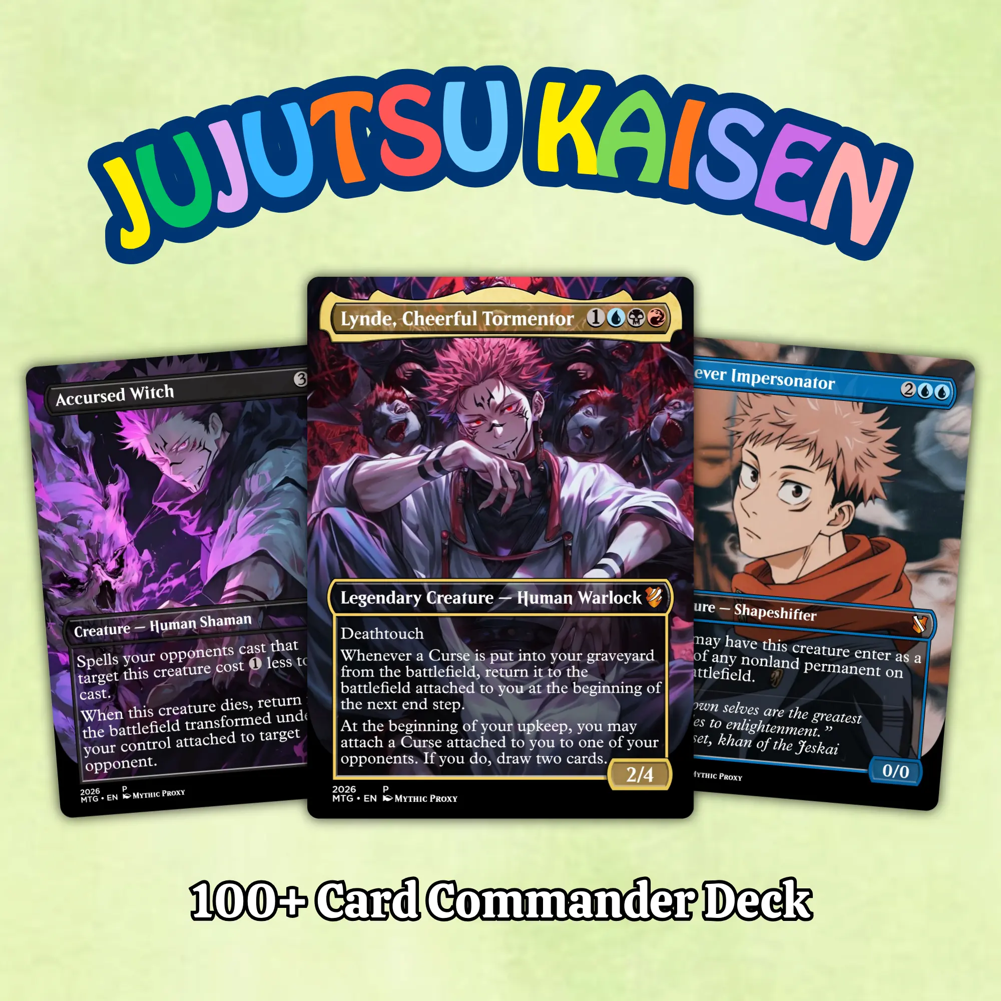 Proxy 100+ Card Commander Deck – Ju.jut.su Kai.sen Ready to Play Perfect Gift for Fans, Players and Collectors Collectible Cards Premium Cards