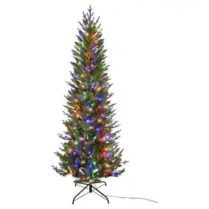 212 MAIN 7 ft. Slim PVC LED Majestic Fraser Fir Christmas Tree - 350 Lights, Color-Changing Feature, LED Power Type, Festive Ornaments & Decorations for Indoor Home Holiday Use, Indoor Use