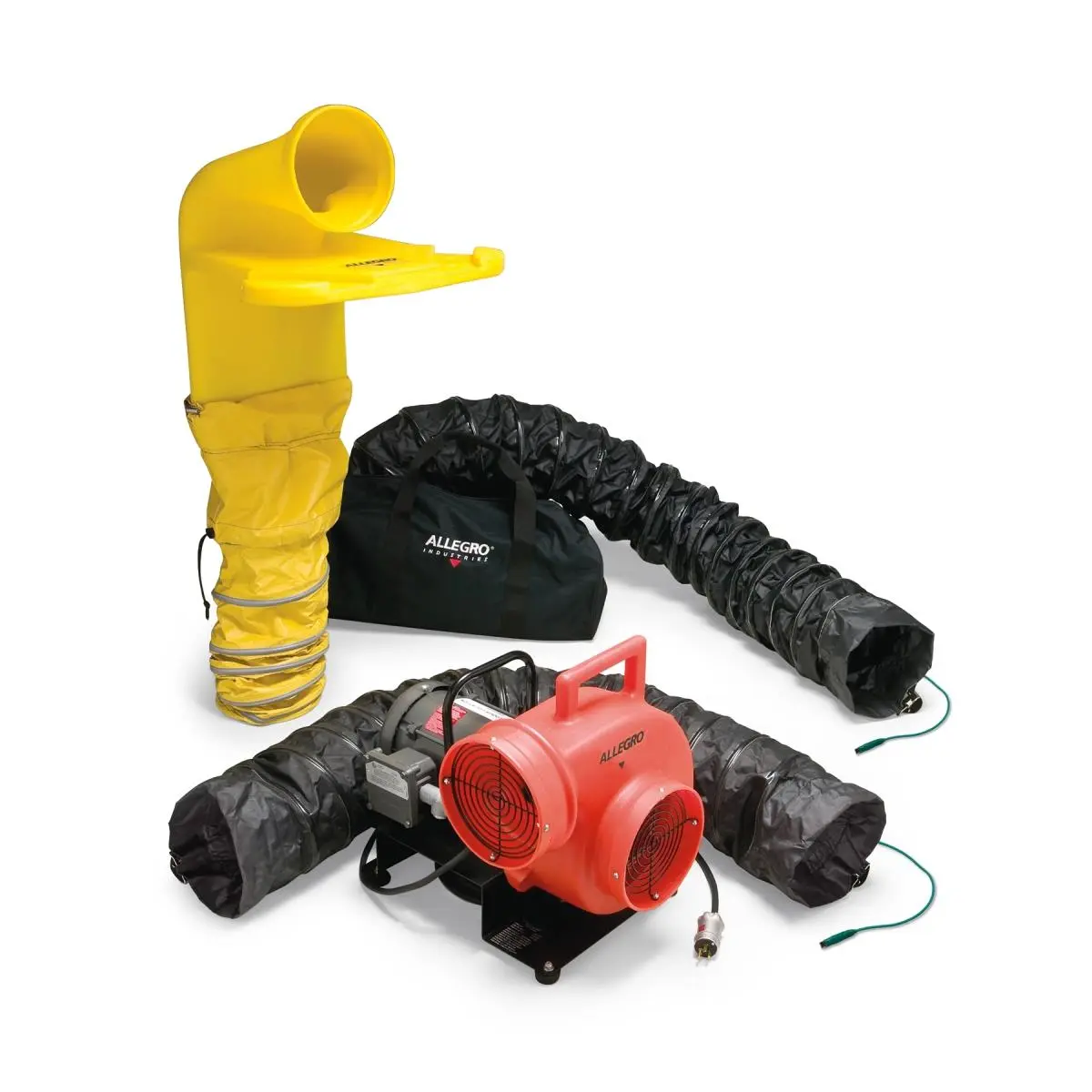 Allegro Industries 9503 Blower System - 8 in. Heavy-Duty Explosion-Proof Lightweight Portable Handheld Shop Exhaust Blower with 6' & 15' Ducting for Confined Space Site Use