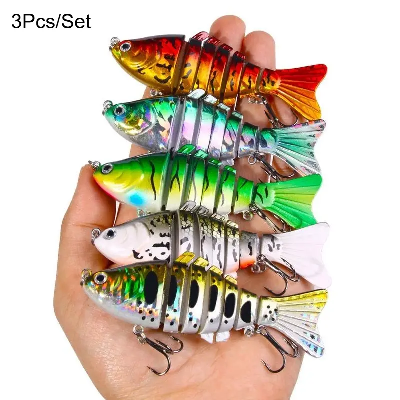 Artificial Fishing Bait with Hook,Multi Jointed Swim Crank Fishing Lure,Slow Sinking Lifelike Bass Lure Suitable for Fresh Water and Saltwater,Outdoor Fishing Equipment for Beginners,Fishing Gear Supplies,Fishing Lures Set