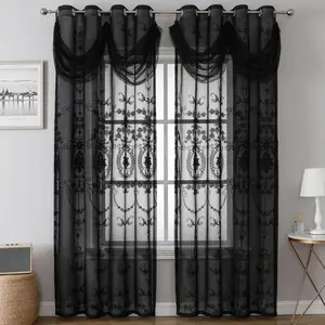 1 pc European style lace jacquard embroidered curtain fabric, with  top skirt integrated design, elegantly decorating living room and bedroom curtains, durable fabric design