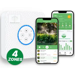 ImoLaza Smart Sprinkler Controller Evapotranspiration Master: 4 Zones WiFi Irrigation Controller with Automated Watering and App Control, Save Water Through Rain, Freeze, Wind and Saturation Skip