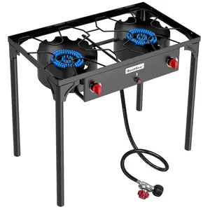 [SummerVibes]BESTFIRE 150,000 BTU Outdoor 2-Burner Propane Gas Stove – Heavy Duty Camping Cooker with Removable Legs, Portable Gas Grill for Backyard BBQ, Home Brewing, Turkey Frying, Picnic & Large Pot Cooking