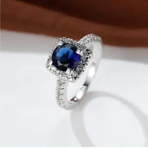 Blue Rhinestone Decor Ring