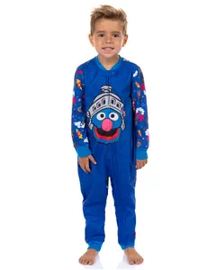 Sesame Street Super Grover Pajamas Toddler Fleece Zip Front Footless Sleeper
