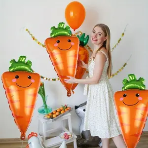 4pcs Smile Carrot Easter Decoration Balloons Set, Cartoon Carrot Design, Perfect for Easter, Birthday, Anniversary, Holiday Party Decorations
