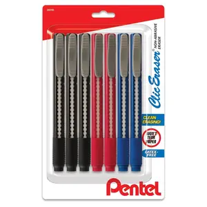 Pentel Clic Eraser Grip Retractable Eraser with Grip Office Barrel Colors 7-Pk