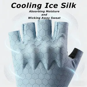 Half-Finger Ice Silk Gloves, Anti-Slip Shock Absorption, Breathable Sweat-Wicking, Suitable for Fitness Cycling, Fitness Accessories, 1 Pair