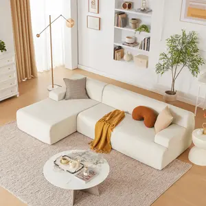 【2 Packages】107” Chenille Modular Sectional Sofa, Modern Sponge Sofa Couch for Living Room, High Density Sponges Cloud Couch Sectional, L-Shape Couches for Living Room