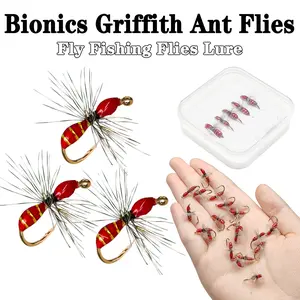 5-Piece Bionics Griffith Ant Bait, Fishing Lure Suitable fishing for Trout, Sea Bass, Salmon, etc. - With Flies Box Material Artificial Feather&Rayon