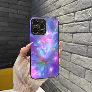 HD Rainbow Laser Butterfly Floral Phone Case Dreamy Gradient Instagram-Style Shockproof Protective Cover For 16 15 14 13 12 11 X XS PRO PLUS MAX Phone Case #YJBGBLKHD1