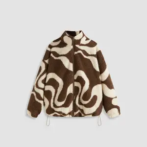 Cider [2 colors, size 2-26] Oversized Printed Fleece Zip Up Jacket