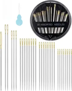 30-Count Premium Hand Sewing Needles, 6 Sizes Embroidery Needles Kit with Threaders for Hand Sewing Crafts,Large Eye Sewing Needle Kit for Art and Craft Projects