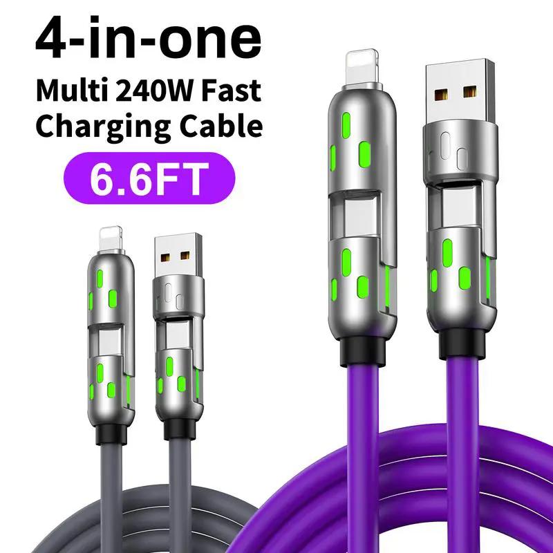 PD Fast Charging, Data Sync, EXAVON USB-A,Type-C, Lightning, Aluminum,Compatible,6.6FT 4-in-1 USB-C Cable