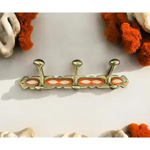 Brass Wall Hooks – with Bone & Orange Resin