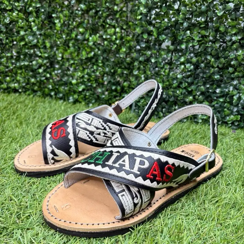 Handcrafted Chiapas Sandals / huarache with Unique Embroidery and Comfortable Slingback Design for Everyday Wear