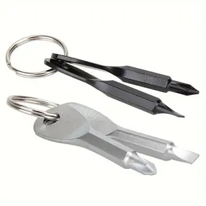 1pc Multi-tool Keychain With Slotted Cross Screwdriver, Outdoor Camping Hiking Bag Hanging Pendant Keyring
