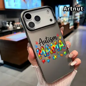 Hard PC Phone Case for iPhone 17 Pro Max 16 Plus 15 14 13 12 11 Air E Autism Mama Tribute Pattened Soft Edge Anti-Drop Lightweight Back Cover Gift for boy girl