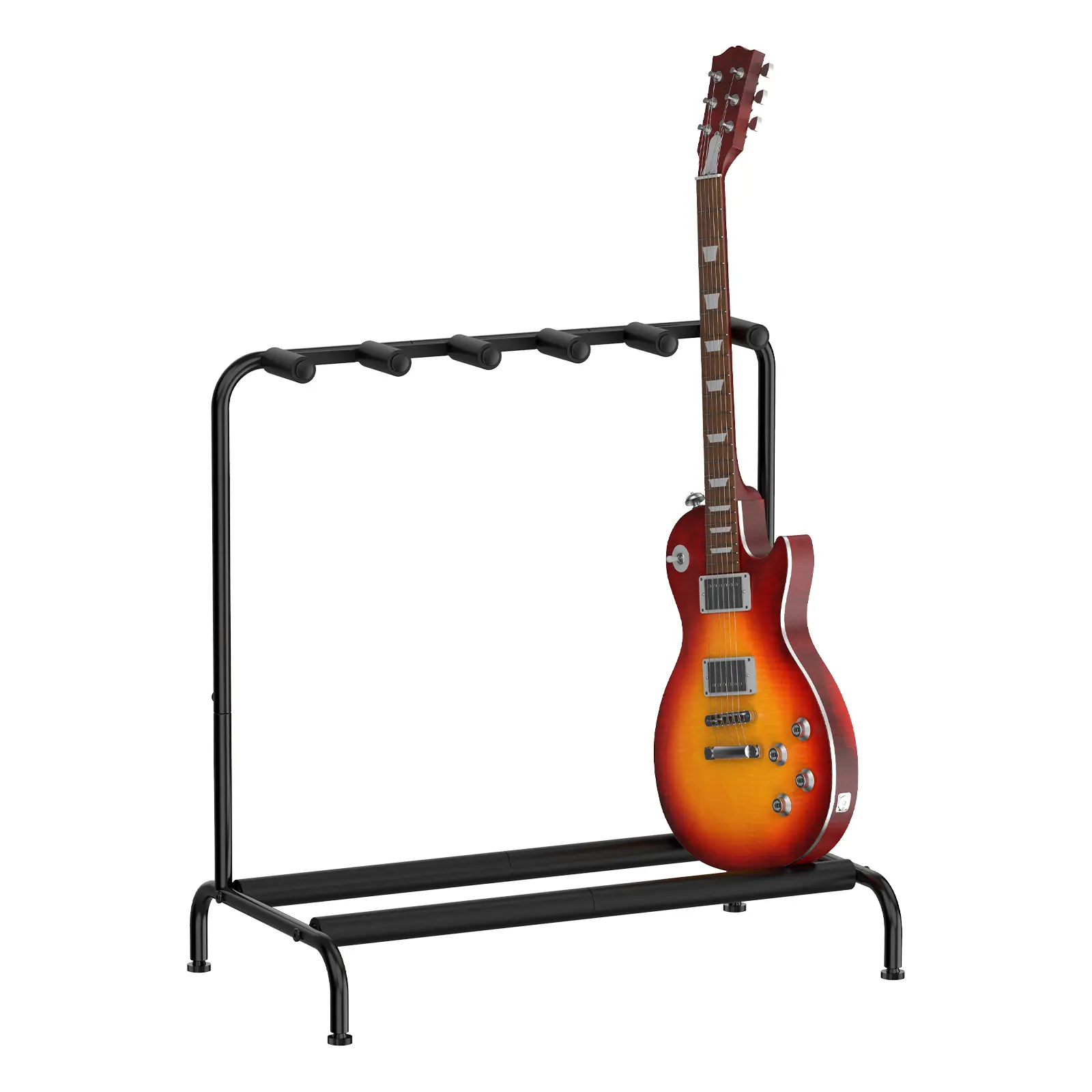 5-Tier Heavy-Duty Metal Multi-Guitar Floor Stand - Soft Rubber Protective Padding, Anti-Slip Stable Base, Space-Saving, Fits Electric Guitars & Basses, Ideal for Home & Music Studio Display
