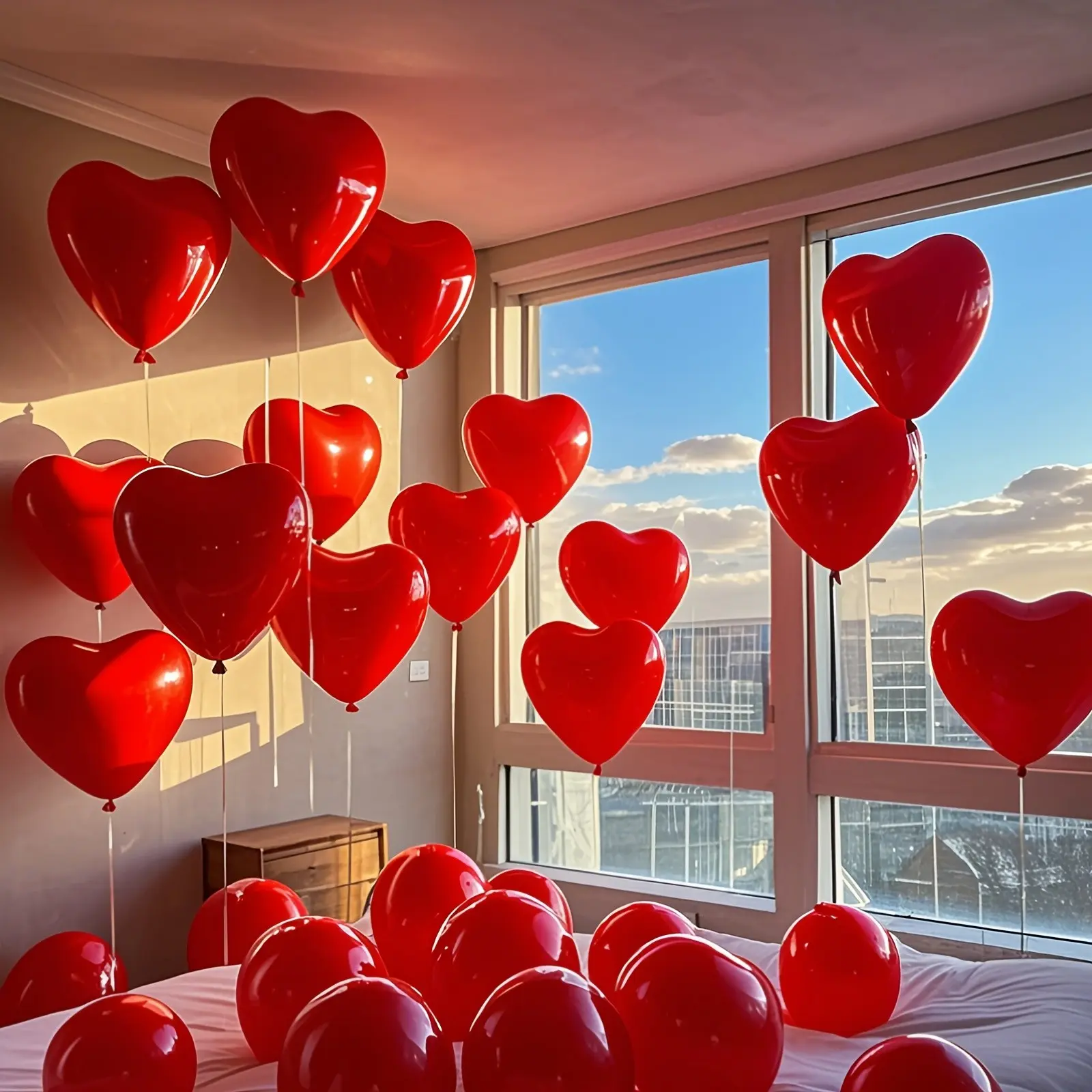 35-Pack Red Heart Shape Latex Balloons, Heart Shaped Balloons, Perfect for Birthday, Wedding, Valentine‘s Day, Halloween, Christmas, New Year, Home Decor, Party Decoration, Balloon Decorations, Photo Prop, Atmosphere Background