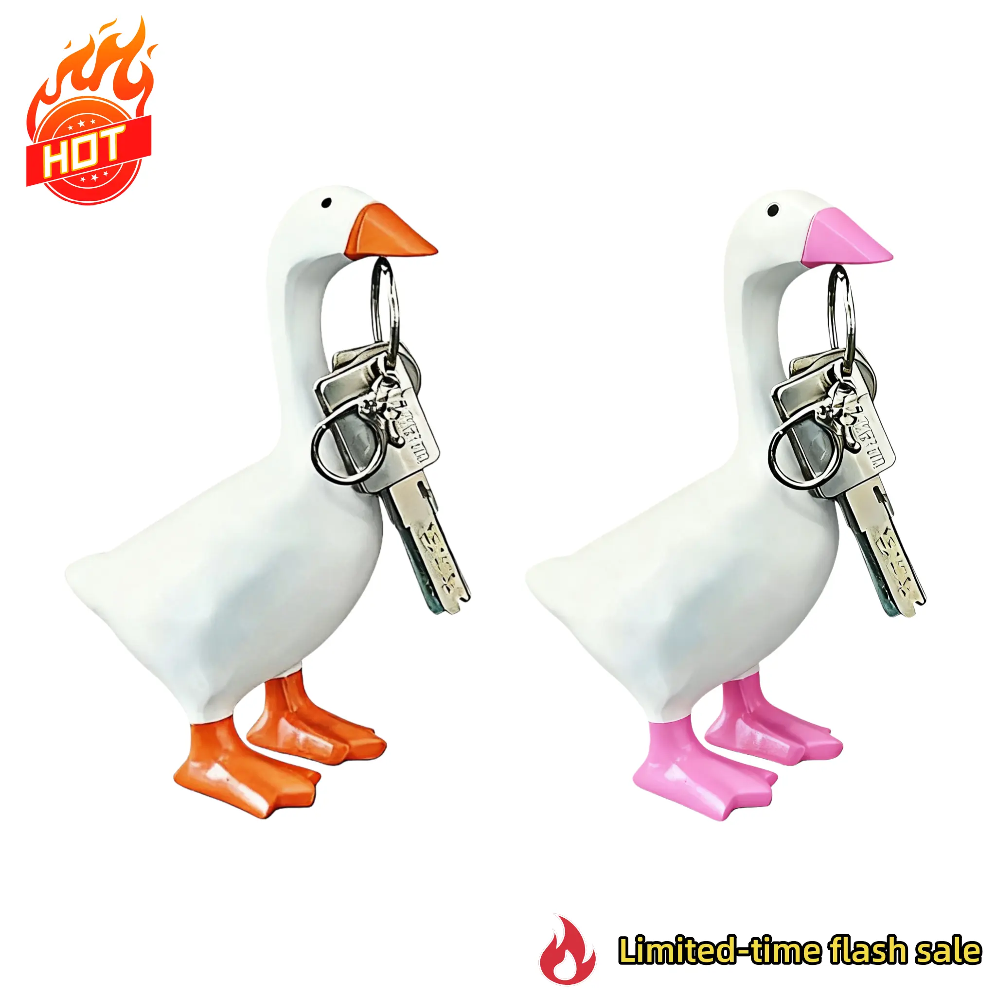 7-Inch Magnetic Goose Shape Desk Surface Key Organizer - Cute Resin Statue Decor, Humorous Office Sculpture Accessory, Mini Magnetic Keychain Gift for Father's Day, Room Decor, Coworkers
