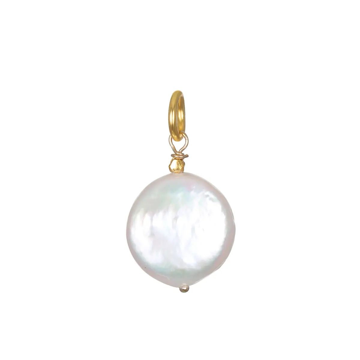 Satya Jewelry Pearl Honor Your Beauty Charm - 16mm Pearl Coin Pendant with 18k Brass Plate, 13mm Smooth Freshwater Pearl, Personalized Necklace or Bracelet Accessory  One year warranty
