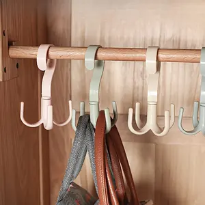 5-Piece Classic Plastic Rotating Wreath Hanger Set, Multifunctional Scarf & Bag Storage Rack, Hanging Clothes Storage, Non-Drill Clothes Hook, Easy Installation, Perfect Christmas Gift, Organiser, Space Saving, Organizer!