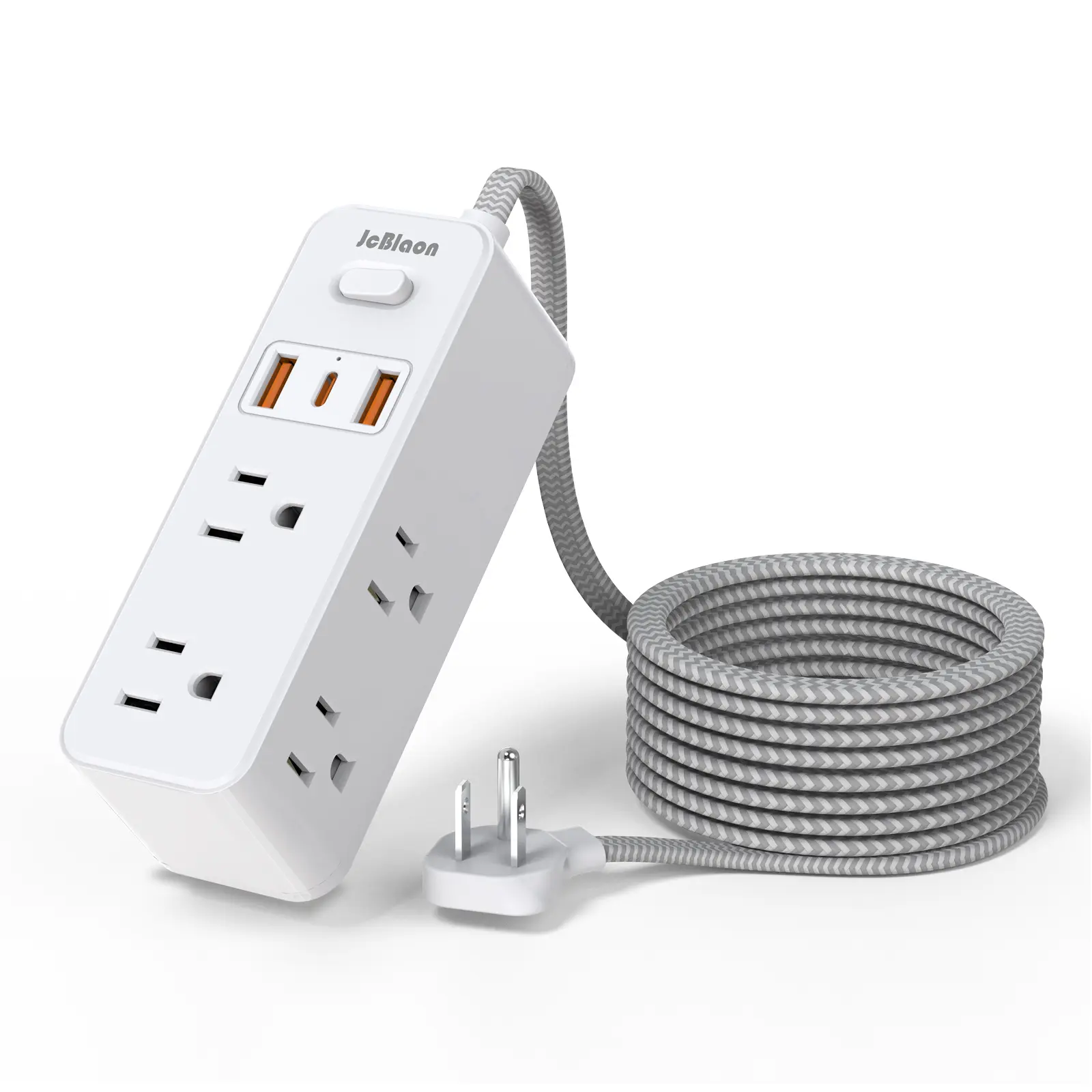 Power Strip Surge Protector, 5Ft Extension Cord, 6 Outlets with 3 USB Ports(1 USB C Outlet), 3-Side Outlet Extender, Wall Mount, Compact for Travel, Home, School, College Dorm Room and Office Plug White