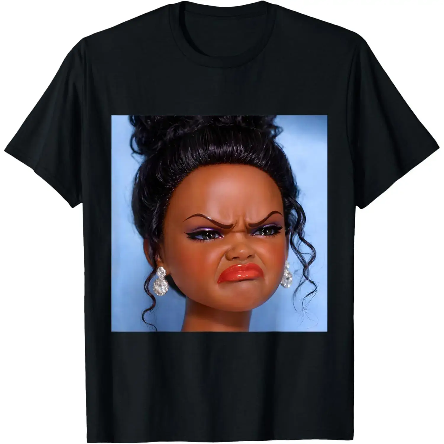 100%25 Cotton Angry Disgusted Black Doll Face Meme T-Shirt