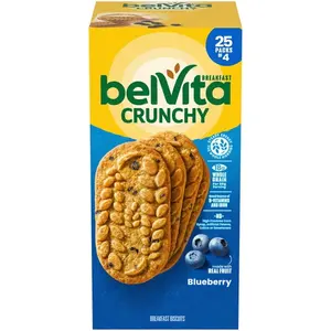 belVita Blueberry Breakfast Biscuits, 4 biscuits per pack, 25 pk.