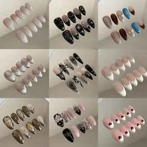 [WINTER COLLECTIONS]3D HANDMADE PRESS ON NAILS REUSABLE GEL 10PCS / ACRYLIC FALL 2025