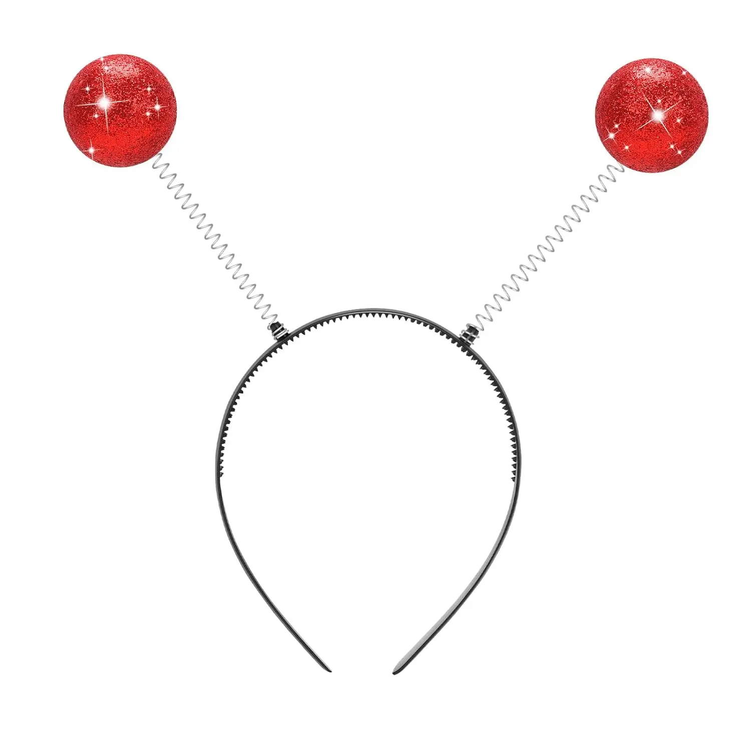 Lightweight Shiny Alien Antenna Headband - Halloween Space Costume Accessory, Boppers Ball Hair Accessory for Christmas Theme Party Cosplay (Red), Adults, Martian