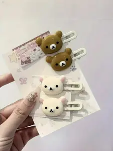 Cute Cartoon Bear Hair Clips Duckbill Buckle, Transparent Candy Color Kawaii Women Fashion Accessory, Cute Gift Idea for Her Friends