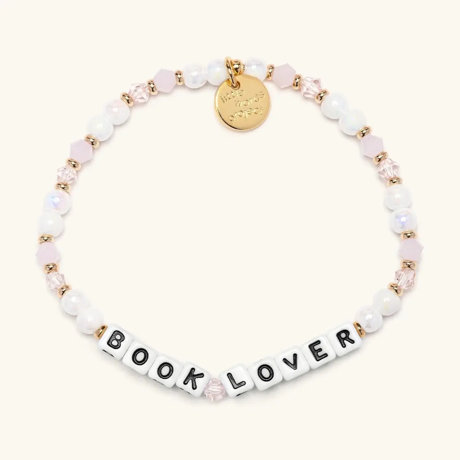 Little Words Project Book Lover Beaded Bracelet - Pink Chalk, Trackable Kindness, Stackable Stretch Bangle, Trendy Costume Jewelry, Size-Selectable, Meaningful Gifts, Choking Hazard Small Parts, Unisex Wear, Accessory Goals, Arm Candy, Arm Candy Accessori