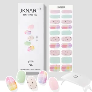 20pcs Semi-Cured Nail Polish Strips & UV LED Nail Lamp Set, UV Gel Nail Stickers, Portable Mini Light, Beauty & Personal Care Tool
