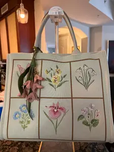 Trending Beaded Bags and Resort Collection - Nanette Lepore Floral Tote with Lilly Flower Charm
