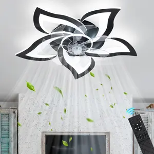 Ceiling Fan with Lights Remote Control, Black Ceiling Fan with Light, 6 Speeds 3 Light Color Flush Mount Ceiling Fan for Kitchen Bedroom