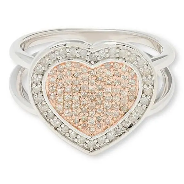Colleen Lopez 3/8ctw Brown & White Diamond Pavé' Heart Ring