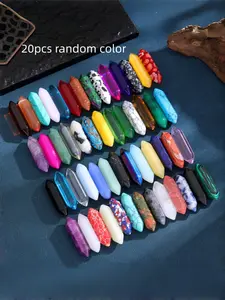 20 Piece Assorted Color Magic Wand Set, Bagged Hexagonal Quartz Crystal Points, Energy Meditation Chakra Healing Stones Christmas Gift