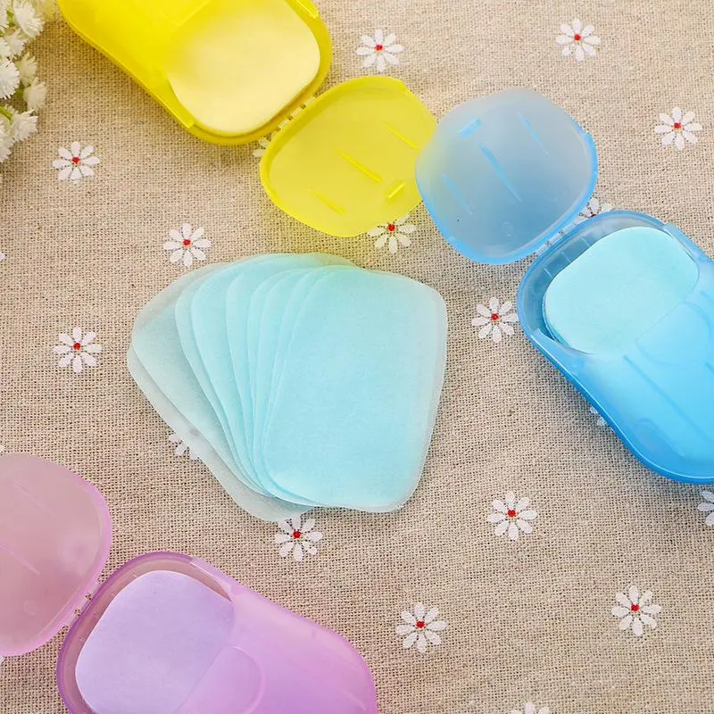 Travel 80pcs/4boxes Disposable Soap Paper, Portable Travel Soap Sheet with Storage Box, Camping Hygiene Cleansing Hand Washing Soap Paper for Outdoor