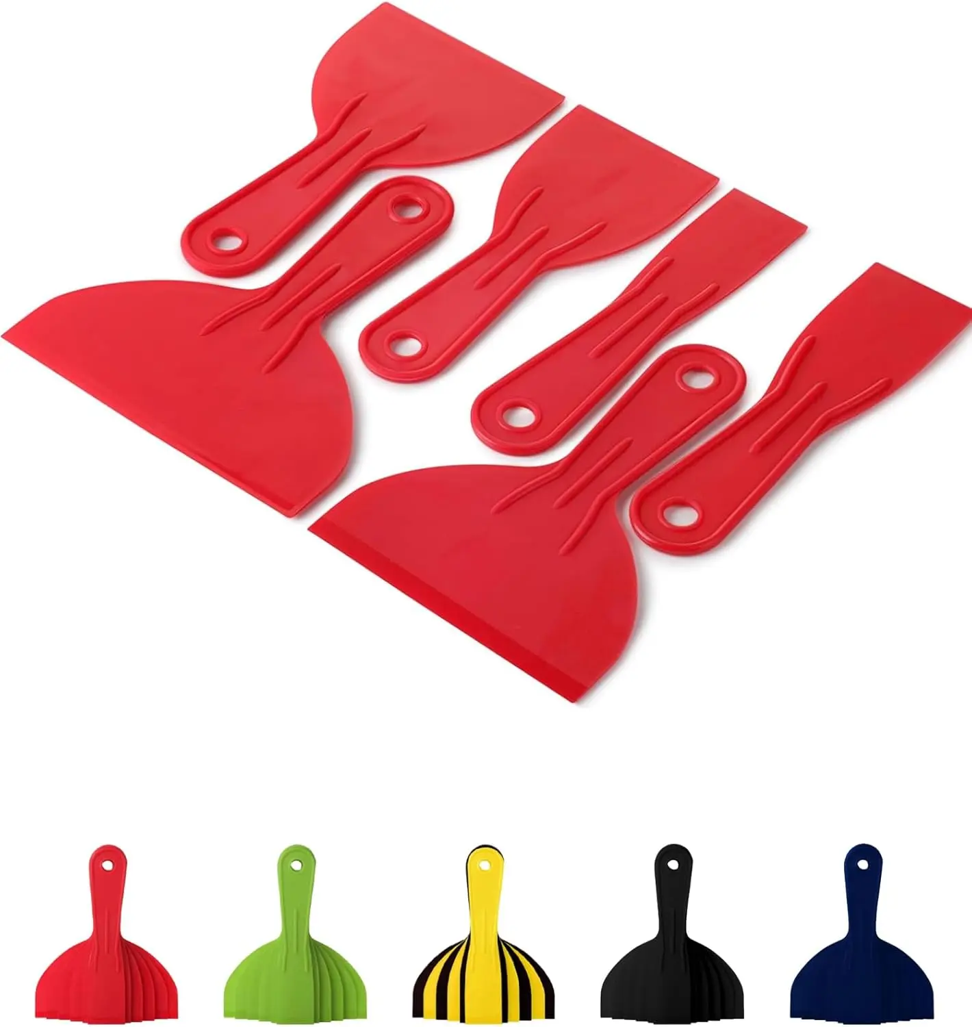 Putty Knife, 6 Pack, Plastic Paint Scraper, Plastic Scraper, Plastic Putty Knife, Putty Knife Set, Plastic Spreader, Spackle Tool, Plastic Putty Knife Scraper, Scraper Tool, Putty Scraper