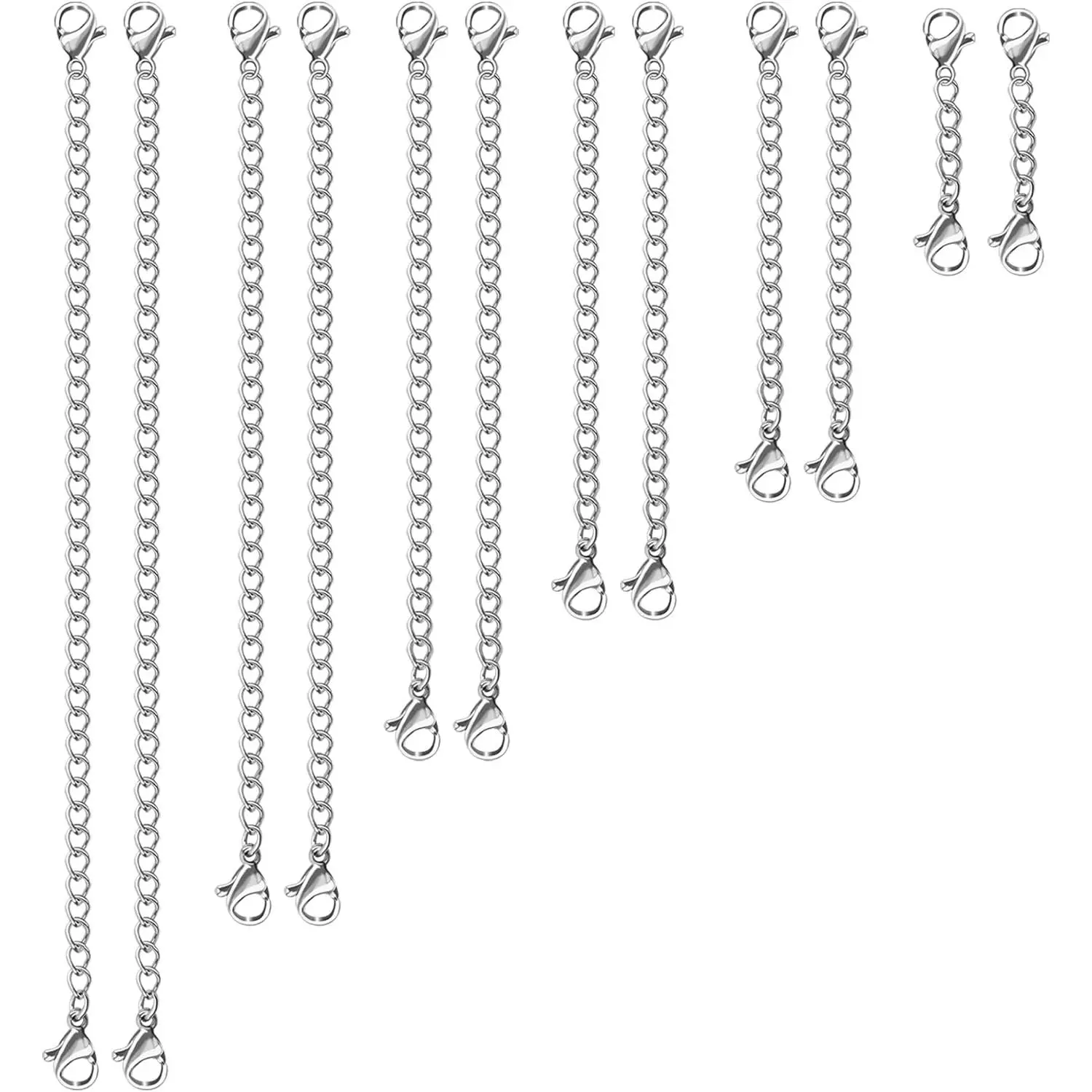 12 count Necklace Extenders - Stainless Steel Necklace Extension Chain for , Bracelets & Anklets (1"-6" Lengths, )