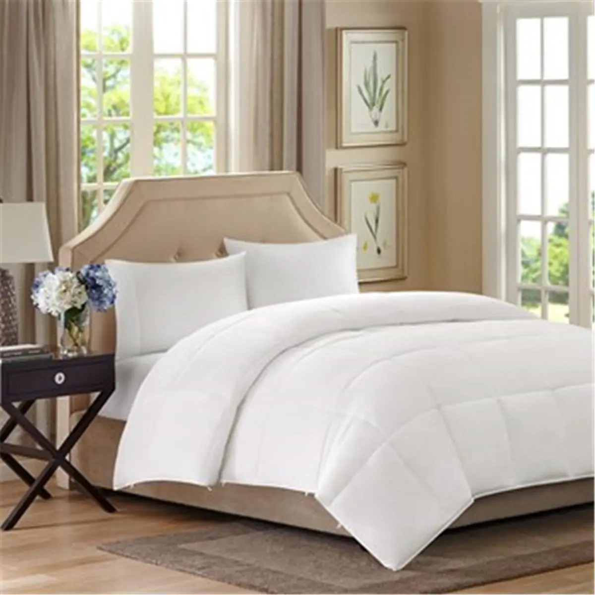 Sleep Philosophy BASI10-0257 Benton 2-Layer Anti-Allergic Polyester Fill Down Alternative Duvet - White, Full&Queen, Soft, Box Quilting, Year-Round Warm, Breathable, Machine Washable
