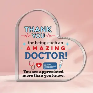 Unique Doctor Gift Set, Best Medical Award Trophy Heart Acrylic Plaque, Creative Decorative Box Packaging, Ideal Christmas Retirement Birthday Present