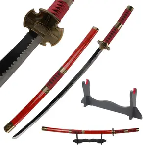 ELERVINO Real Roronoa Zoro Cosplay Sword Sandai Kitetsu 41 inches with Wooden Holder Stand Display Anime Fans for Halloween Role Playing Props Cosplay Collection Decoration Christmas Gift Birthday New Year
