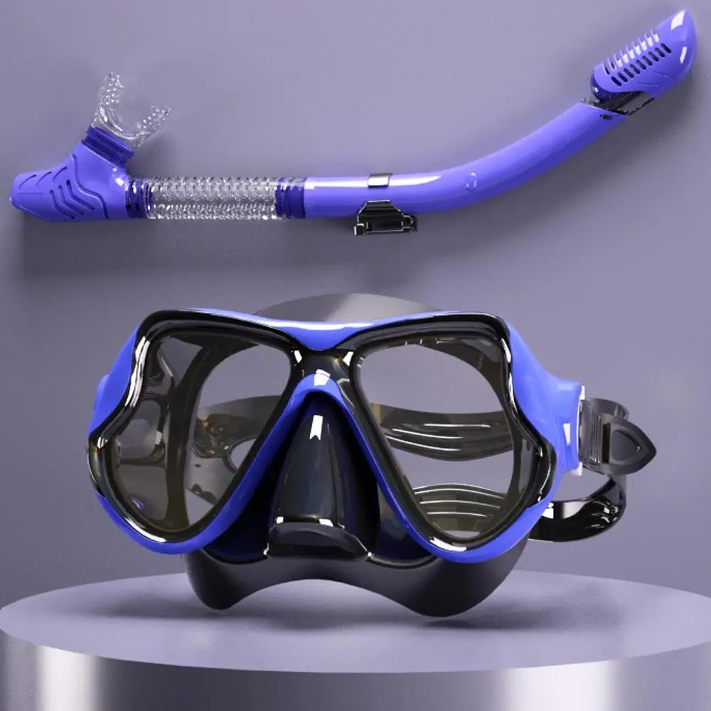 Professional Scuba Mask and Snorkel Kit, Soft Silicone Goggles Large Frame for Adults Men Women, Anti-Leak Snorkeling Gear Essential for Beach Swimming Diving Travel Comfortable Fit High-Performance Snorkel Set