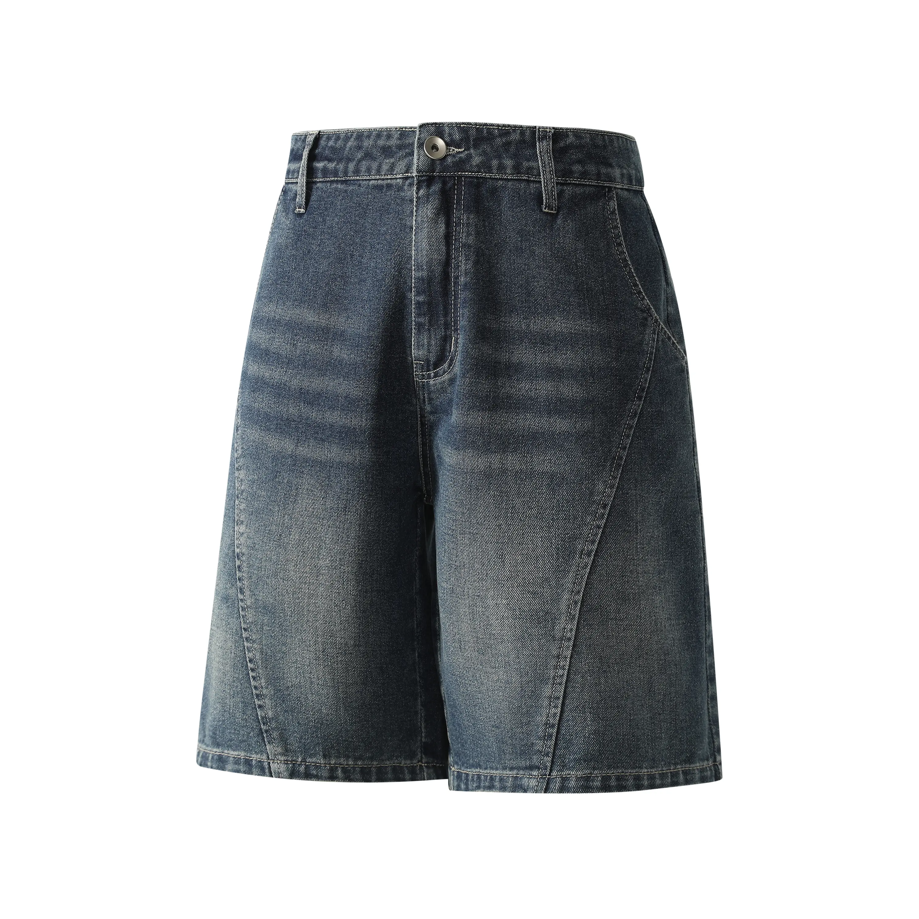 1 piece cotton-infused vintage faded baggy denim shorts, washed ripped casual knee-length denim shorts, outfits for daily street style, skateboarding, and trips, fashion denim store for summer travel