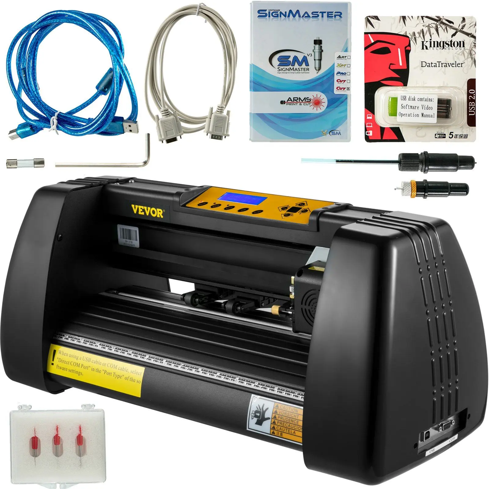 VEVOR Vinyl Cutter Plotter Machine 14' Signmaster Software Sign Making Machine 375mm Paper Feed Vinyl Cutter Plotter with Stand (14' 375mm)