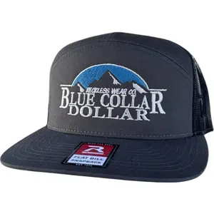 RW Blue Collar Dollar Flat Bill Hat, Adjustable Stylish Hat, Trucker Style UV Protection Snapback Cap, Trucker Style Hat